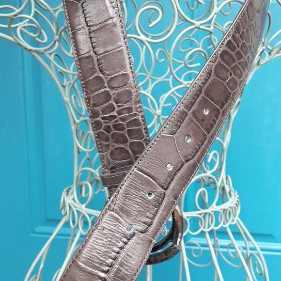 Genuine Leather Belt Alligator Embossed Wide Womens Real Patten Leather Belt M - Picture 13 of 16